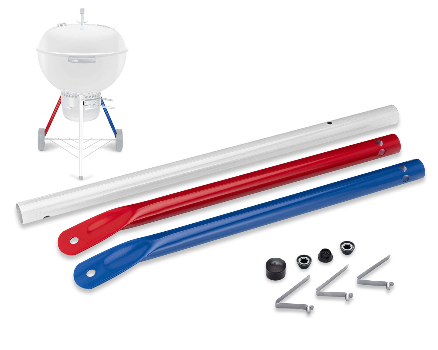 Studio Grill Parts - Leg Kit - Weber Grill Part 65130 Replacement for Kettle Grill 22 Inch Weber Charcoal Grill with 19.5” Front Leg (Red/white/blue)